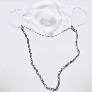 Unique Vintage Silver Victorian Link Mask Chain Necklace